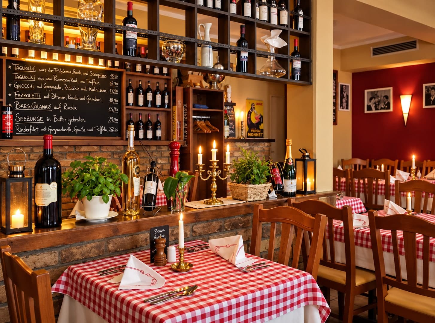 The dining room of the trattoria AL Dente